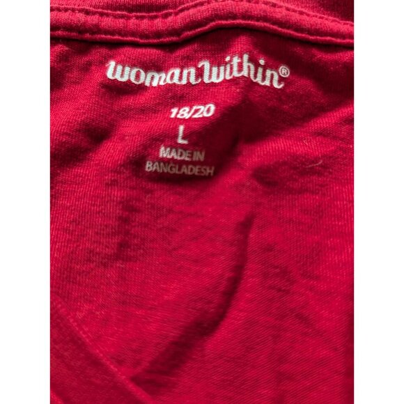 Woman Within Womens Red V-Neck Short Sleeve T-Shirt Size 18/20 L Cotton Blend - Picture 5 of 7